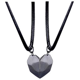2Pcs Magnetic Couple Necklace Lover Heart Distance Paired  ~ 