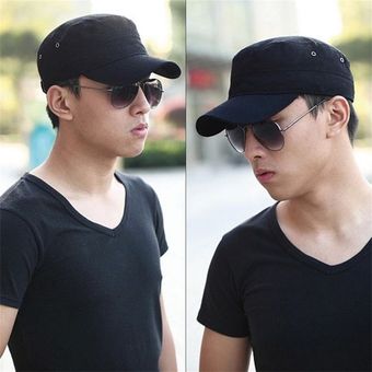 Casual Unisex Color sólido ejército militar tapa ajustable con parte superior plana de Baseball Hat Casual Unisex Color sólido ejército militar tapa ajustable con parte superior plana de Baseball Hat