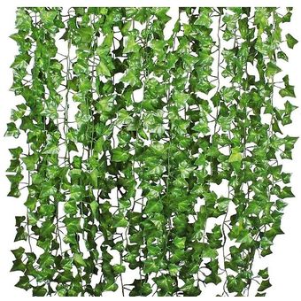 12 Strands Artificial Ivy Leaf Plantas Vid Colgando Guirnalda Follaje Follaje Flores