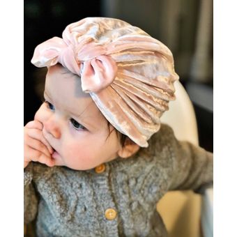 Gorro de turbante de terciopelo para bebé y niño,gorrito c 
