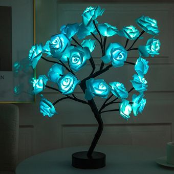 Lámpara de mesa LED con USB Noche flor del árbol de la decoración del hogar dormitorio lámpara de mesa 