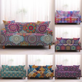 #5 Fundas para sofá con diseño de mandala,cubiertas protectoras bohemias para muebles con estampado impreso de mandala,perfecta para la decoración del sala de estar 