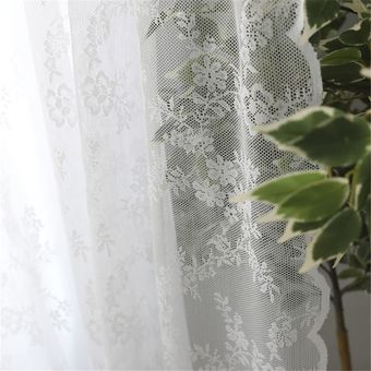 Cortinas transparentes de encaje blanco europeo para sala de estar t 