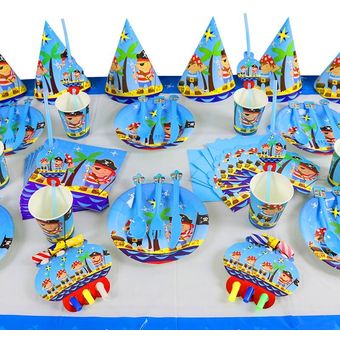 Pirata Fiesta Temática vajilla desechable decoraciones para fiesta de cumpleaño 