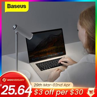 Baseus-Lámpara LED de escritorio  lámpara de mesa de lectura con protección ocular  regulable  recargable vía USB  luces de noche para estudio 