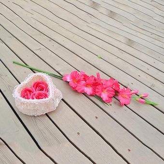 Gladiolo Artificial Spray Tallo Falsa Seda Flores Tropicales Rosa roja 