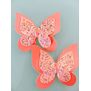 Par de moños Mariposa Deluxe Glitter con pinza color coral