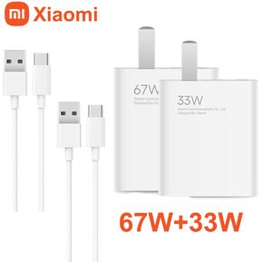 Combo 2 Cargador Xiaomi 67w+33w Con Cable Tipo C-Blanco
