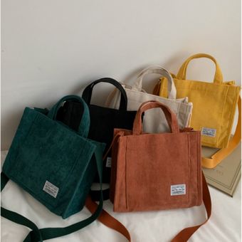 #Brown Luxury Designer Handbag Corduroy Ladies Bag New Trend Single Shoulder Bag Solid Color Buckle Messenger Bag Small Square Bag 