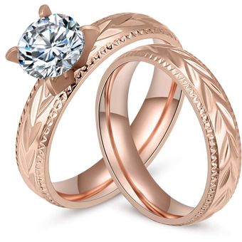Rosegolden Princess Stainless Marriage Ring Hombres Y Traje 