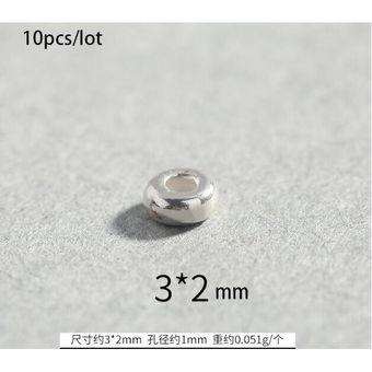 1 Paquete De 925 Perlas De Encanto Ovaladas De Plata 3x2mm 