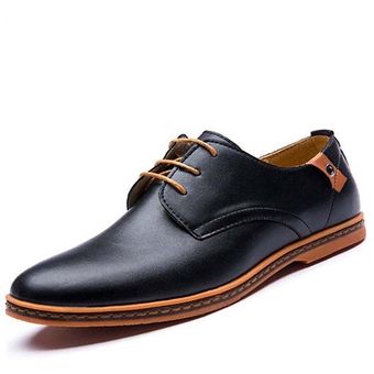 zapatos de cuero de los hombres zapatos de talla grande Negro 