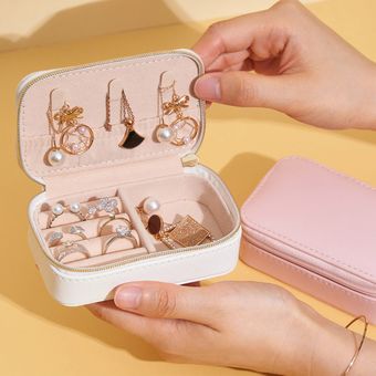 caja de almacenamiento de viaje pendientes color rosa regalos GSMY Joyero para mujer para anillos organizador de joyas de piel sintética collares 