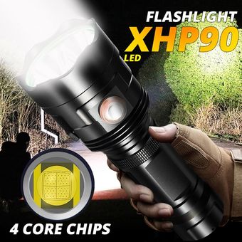 Potente linterna LED XHP90 antorcha recargable lámpara impermeable Ultra Brigh DJL 