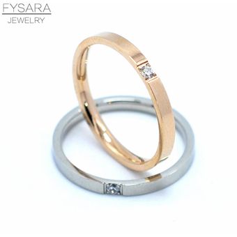 Fysara Adorable Mujer Joyería 2 Mm Rose Goldsilver Cz Ring 