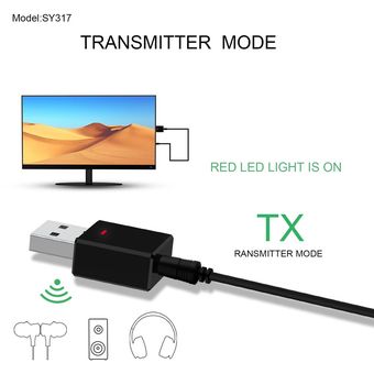 EDR Receptor Transmisor 2-en-1 Car Audio Adapter Adaptador inalámbrico USB 5.0 