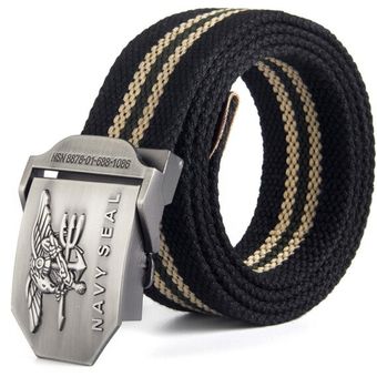 Cinturón Para Hombres Navy Seal Metal Smooth Strip Lona De 
