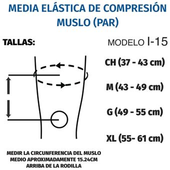 Media Elástica De Compresión Medio Muslo Tynor Par I15