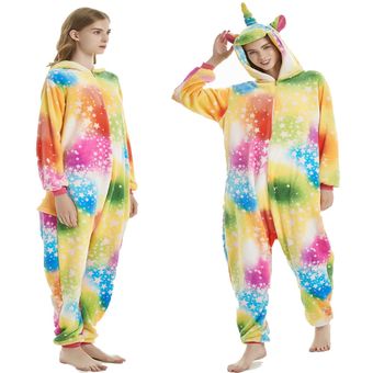 camisón de invierno-L038 Pijama de una pieza para y adultos ropa de dormir de unicornio disfraz de Cosplay de Anime para niñas mono de franela 