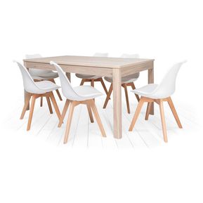 Comedor Mathis con 6 sillas Helsinki - Color Madera y Blanco