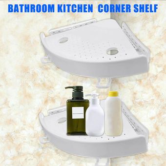 Blanco Accesorio de cocina de baño de pared fácil y estable de agarre rápido de estante de esquina Quick Fix 