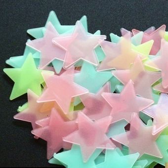 70PCS de la estrella etiqueta de la pared fluorescente niños dormitorio de techo Estrella pegatinas de pared 