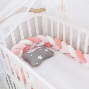 decoración de habitación cojín con nudo trenzado Parachoques de 200cm para cama de bebé Protector de cuna para niños parachoques anticolisión 