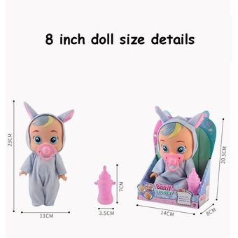 10 Inch Electric Tearing Dolls Animal Unicorn Baby Toy Full Silicone Reborn Baby Doll Drinking Surp 