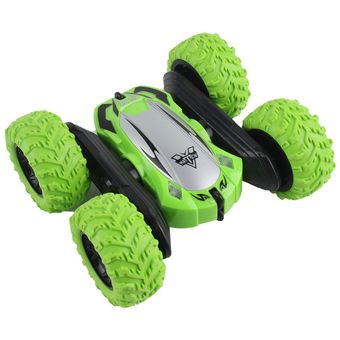Off-Road de control remoto de coches en las cuatro ruedas Stunt Car con Cool iluminación juguete verde 