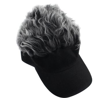 sombrero de Gorras de visera para el pelo con Peluca de pelo falso 