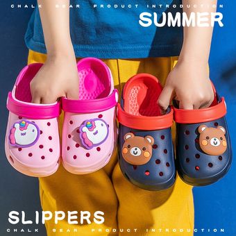 Zapatos de EVA con agujeros para niños y niñas zapatillas antideslizantes de dibujos animados de playa Color a juego para verano 