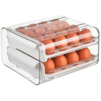 Canasta Porta Huevos Organizador X24 Con Tapa Cocina Nevera Blanco