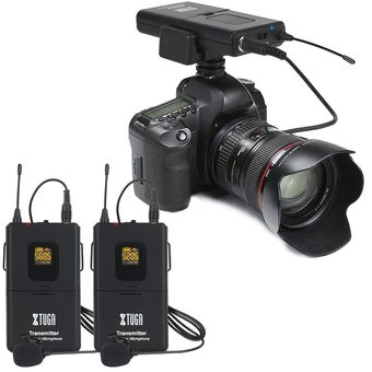 Micrófono de cámara inalámbrico Lavalier Dual UHF micrófono de solapa UHF con 30 canales para cámara DSLR,videocámaras 