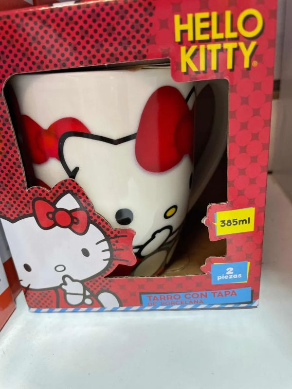 Taza Tarro Con Tapa Hello Kitty 385 Ml