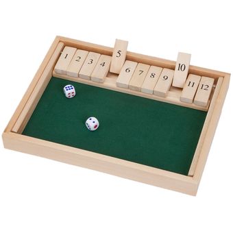 juego de mesa de madera co Tablero de madera Shut the Box de 12 dados 