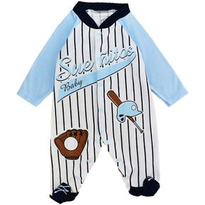Pijama Bebe Niño Enteriza Beisbol Azul Con Pies