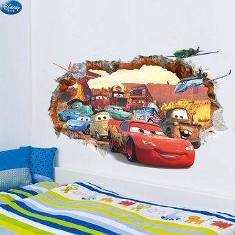 Mcqueen-pegatinas de pared de dibujos animados en 3D para habitación.. 