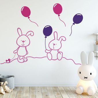 Vinilo decorativo infantil Baby Rabbits niña 