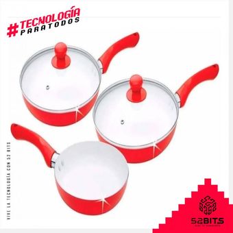 Juego Sartenes Cerámica Ceramic Pan 5 Piezas Rojo