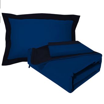 Funda De Plumon Bicolor Negro-Azul Victorianas 