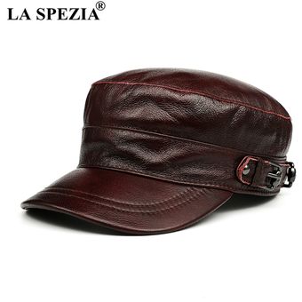 #black Sombrero de invierno de piel auténtica para hombre,sombrero militar rojo morado,de piel de vaca,sombrero de marinero,accesorios de LA marca XL 