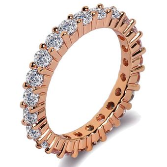 Anillo De Joyería De 2 Cintas Anillo De 3 Mm Zirconia Cúbica 