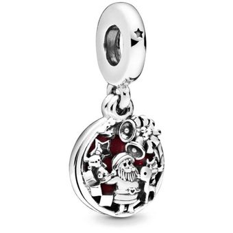 Auténtico 925 Amuleto De Plata Esterlina Snowman Skull Skull 