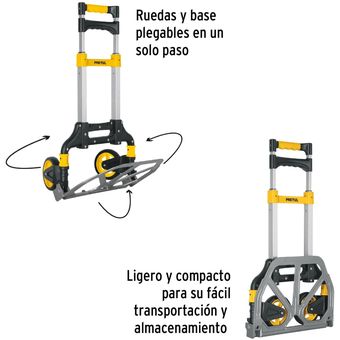 Carro de carga plegable tipo plataforma, 300 kg, Pretul, Diablos