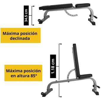 Banco Fitness Reclinable Tayga Multiposiciones Para Gimnasio