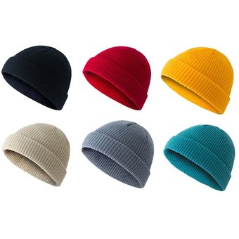 sombrero de color sólido cúpula tapa de lana caliente Gorros de punto 
