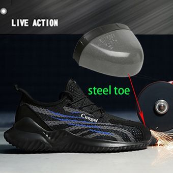 calzado protector de trabajo de malla transpirables a prueba de perforaciones para hombres y mujeres Zapatos de seguridad con punta de acero para uso Industrial y construcción de verano 