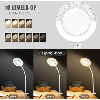 EOOKU-abrazadera de mesa con brazo Flexible  lámpara LED de escritorio  3 colores  para el cuidado de los ojos  lámpara de oficina regulable por USB para lecturabelleza 