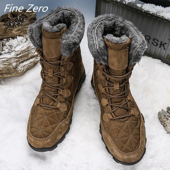 botas tácticas WT Botas de nieve de goma muy cálidas para hombre #Brown botas de combate militar de piel de invierno zapatillas de hombre impermeables 