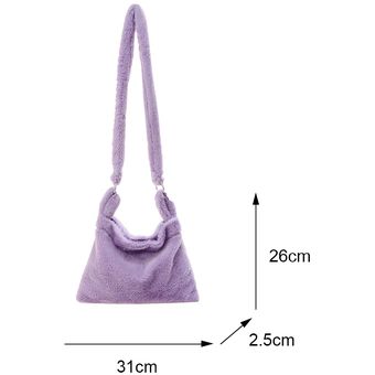Bolso de mano de felpa para mujer y niña bolsa de hombro con estamp 